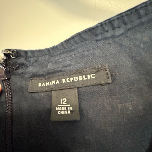 Banana Republic Dark Blue Midi Dress with White Belt - Picture 2 of 4